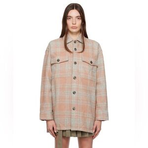 Ami Alexandre Mattiussi Pink & Gray Plaid Oversized Jacket Unisex Size Medium